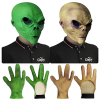 Masque de visage d'alien effrayant en latex avec gants pour Halloween, maison hantée, escape room, personnalisable