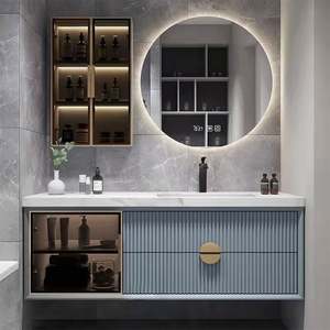 Armoire de salle de bain avec miroir et lavabo en laque noire de style italien moderne - Product Image 3