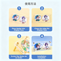 Support de Présentation pour Figurines Anime 75mm avec Autocollant Badge Anime Étoile, Boîte de Rangement en Acrylique à Grille, Étagère de Rangement