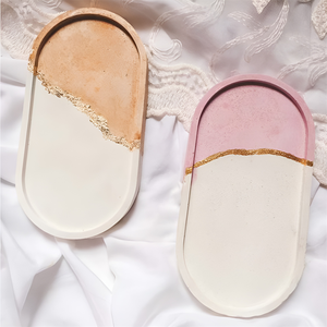 Mohom sang trọng thiết kế hiện đại Khay lá vàng khay Bê tông với lá vàng để hiển thị xà phòng hoặc đồ trang sức khay trang trí - Product Image 4