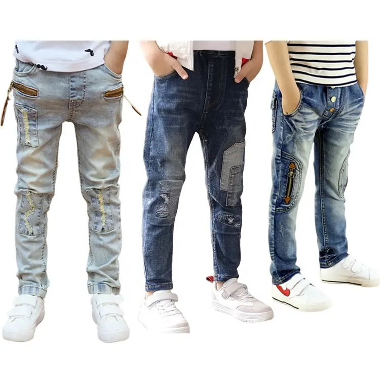 OEM manufacturer custom brand baby boy clothes high quality children denim pants fashion style slim-fit kids jeans