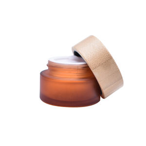Nuovo Design pacchetto cosmetico vuoto 15g 0.5oz ambra trasparente barattolo di bambù trasparente barattolo cosmetico di vetro con coperchio di bambù - Product Image 4