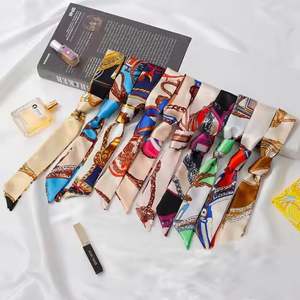 Pañuelo de Seda Largo en Ángulo I-0494, Cinta para Pañuelo, Cinturón Versátil, Lazo para Bolsa, Pañuelo Pequeño de Seda - Product Image 4