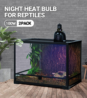 REPTIZOO 100W Lampe de chaleur nocturne Purple Moonlight sans UVA pour terrarium de reptiles, dragon barbu, tortue, crabe ermite, gecko cranté