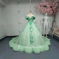 Robes de Quinceanera vert sauge robe de bal Appliques florales dentelle dos Corset pour les filles douces fête Lsany16