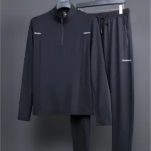 Blank Mens Sets Custom Logo Tracksuits with Reflective Stripe Jogging Suits Men Autumn Plain Training Sportswear Men