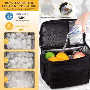Mochila Táctica de Doble Compartimento para Hombre, Bolsa Térmica Grande para Almuerzo con 2 Compartimentos, Bolsa Térmica de Poliéster Suave - Product Image 3