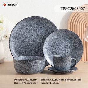 TRESUN 16 pieces Dark Gray Speckled Stoneware <b>Dinnerware</b> <b>Set</b> Plates Bowls coffee cup <b>set</b> Microwave & Dishwasher Safe - Product Image 6