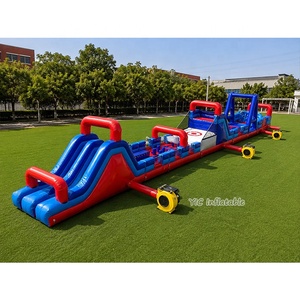 Circuito de Obstáculos Ninja <span class=keywords><strong>Warrior</strong></span>, Juego de Desafío Inflable Profesional con Tobogán de Doble Carril, Certificado CE - Product Image 3