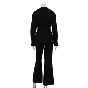 Nuovo arrivo 2025 giacca da <span class=keywords><strong>donna</strong></span> Slim Fit su misura nera clessidra Blazer e pantaloni 2 pezzi - Product Image 5
