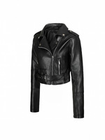 Blouson Moto Homme Personnalisable Blanc Décontracté Coupe-Vent en Cuir PU avec Col Revers et Fermeture Éclair, Coupe Slim, Doublure Polyester