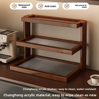 Étagère de rangement double niveau en bambou, multi-couches, non pliable, sur pied, pour salon, avec porte-gobelets et présentoir