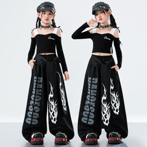 เสื้อแขนยาวเด็กผู้หญิงลายพิมพ์แจ๊สและทิเบตันมาสติฟ สไตล์ Y2K ผ้าถักสำหรับฤดูหนาว ตกแต่งด้วยคริสตัล สีดำ - Product Image 1