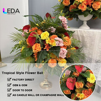 LEDA Boule de fleurs artificielle en soie orange de 60 cm, grande taille, style tropical, pour centres de table de mariage et décoration événementielle