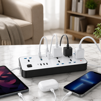 Maßgefertigte Industrielle Steckdosenleiste 2000W 6 Steckdosen 2m Kabel USB Typ C Ladeanschluss Mit Steuerschalter für Büro Werkstatt