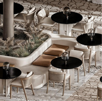 Canapé de restaurant au design contemporain, siège modulaire pour hall d'hôtel, mobilier commercial pour café, cadre de table carré en carbone