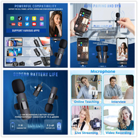 Kit de Réalisation Vidéo Professionnel 3-en-1 : Trépied Portable 53'' avec 2 Microphones Sans Fil et Lumière LED pour Téléphone, Appareil Photo, YouTube, TikTok, Vlog et Enregistrement