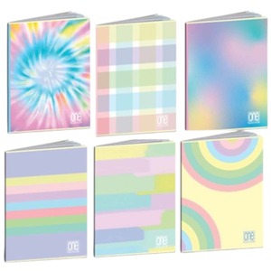 Carnet imprimé pastel maxi couleur unie, reliure agrafée, avec 20+1 feuilles A4 lignées assorties - Product Image 1