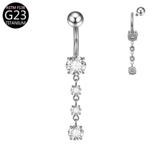 ASTM-F136 G23 Titan thép 5A Zircon chuỗi-phong cách rốn Vòng xuyên con người Navel Stud - Product Image 6