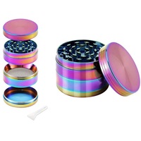 40mm 50mm 56mm 63mm Métal Zinc Broyeur d'herbes Couleur arc-en-ciel Broyeur d'herbes tabac Moulin coloré 4 pièces Accessoires pour fumeurs