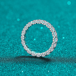 Anillo de Boda <span class=keywords><strong>Eternity</strong></span> con Moissanita, Anillo de Promesa con Moissanita Completa para <span class=keywords><strong>Mujer</strong></span>, Anillos Apilables de Plata Esterlina 925 - Product Image 3