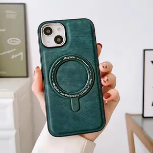 PU material magnetic case green For iphone 14 plus shockproof case For iphone XR/XS Max 11 13 pro max 12