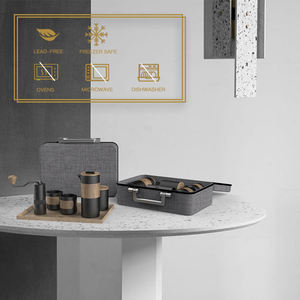 DHPO ramah lingkungan Matte hitam tanpa tangan perjalanan French Press pembuat kopi keramik dengan Filter - Product Image 4