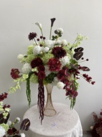 Beliebtes Burgunderrotes Luxus-Hochzeitsblumenarrangement Künstliche Seiden-Hortensien Burgunderrote Blumen-Tischdekoration