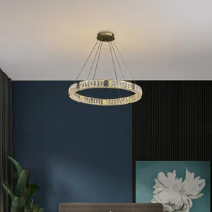 Professional Design Shape Strip Crystal Round Floor Lamp Led Light Ring Crystal Chandelier