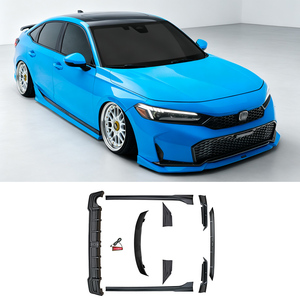 Kit Carrozzeria Completo Yofer: Labbro Anteriore, Minigonne Laterali, Diffusore Posteriore e <span class=keywords><strong>Spoiler</strong></span> per <span class=keywords><strong>Honda</strong></span> <span class=keywords><strong>Civic</strong></span> 11a Gen 2025 2026 Anyo Pro Upgrade - Product Image 1