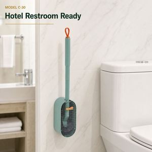 Ensemble de brosses de toilette personnalisables avec support mural adhésif sans perçage, tête en fil métallique, <span class=keywords><strong>brosse</strong></span> de nettoyage pour salle de bain WC - Product Image 1
