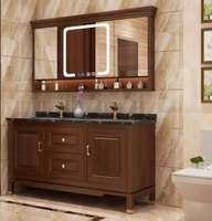 Meubles-lavabos de salle de bain modernes à double vasque, design spécial nord-américain, finition peinture bois, résistants à l'eau, à poser au sol, en quartz