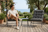 Ensemble de meubles de balcon pliants en fer, chaises rembourrées imperméables, table d'appoint, sièges de patio modernes pour l'extérieur