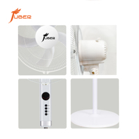 Ventilateur sur pied rétro 16-18 pouces avec télécommande, finition chromée, 5 pales, pour refroidissement scolaire