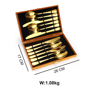 <span class=keywords><strong>Set</strong></span> di posate in acciaio inossidabile lucidato a specchio, <span class=keywords><strong>12</strong></span> pezzi (coltello, cucchiaio, forchetta) in scatola di legno di lusso, all'ingrosso - Product Image 2
