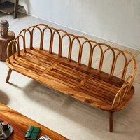 Meubles en rotin véritable de style agricole BFP pour la maison, canapé de salon, meubles d'extérieur, ensemble table et chaises à motif floral