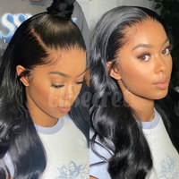 Perruque frontale transparente HD pré-épilée en gros, 100 % cheveux humains vierges indiens, sans colle, 360 pour perruque, perruques complètes 13x6