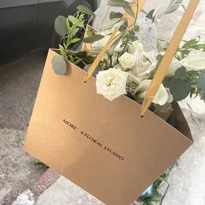 Sacs d'épicerie en papier, sac de Bouquet, fleur séchée, fleur fraîche, emballage cadeau personnalisé, sac en papier