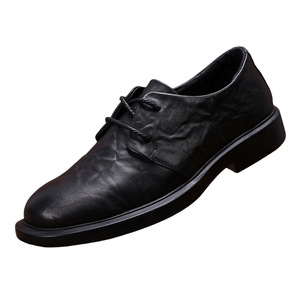Zapatos Oxford de Cuero Negro con Punta Puntiaguda, Cordones, Suela Suave, para Oficina y Carrera Profesional, Zapatos de Vestir para Hombre, para Todas las Temporadas, Estilo Sólido - Product Image 4