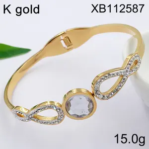 Vente en gros Bracelet en acier inoxydable personnalisé de créateur célèbre avec chiffres romains Charmes à la mode Bracelet plaqué or en zircon Bijoux pour femmes