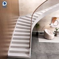 Escalier droit suspendu Prima avec support dissimulé, marches en bois étanches, style américain, pour intérieur