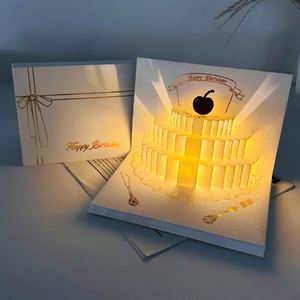 High-End Rectangle 3D Stereo Birthday Cake <b>Envelope</b> Photo Storage Postcard Card Hot Stamped Blessing <b>Gift</b> Box Holy White - Product Image 3
