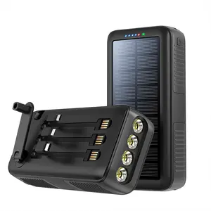 Carregador solar banco de potência com manivela-63200mAh Carregador rápido Porta USB dupla com quatro luzes LED iluminação de emergência2024