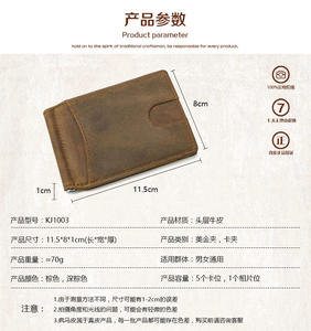 Porte-cartes Andong pour homme, portefeuille en cuir de vache véritable, porte-cartes en cuir Crazy Horse - Product Image 2