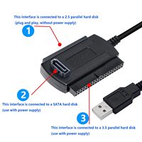 USB 2,0 SATA IDE Cable Adaptador convertidor 1,8 pies negro USB 2,5/3,5/5.25in IDE SATA Cable adaptador para electrónica de consumo