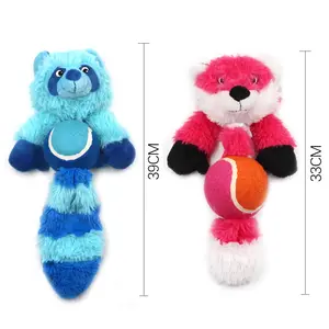 Großhandel Tennisball Fox Toy Pet Quietschende Plüsch Hundes pielzeug Dog Chew Toys