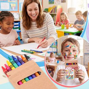 NOVISON Juego de Cajas de Colores, Paquete de 6, 6 Colores, Crayones de Cera para Dibujar para Niños - Product Image 4