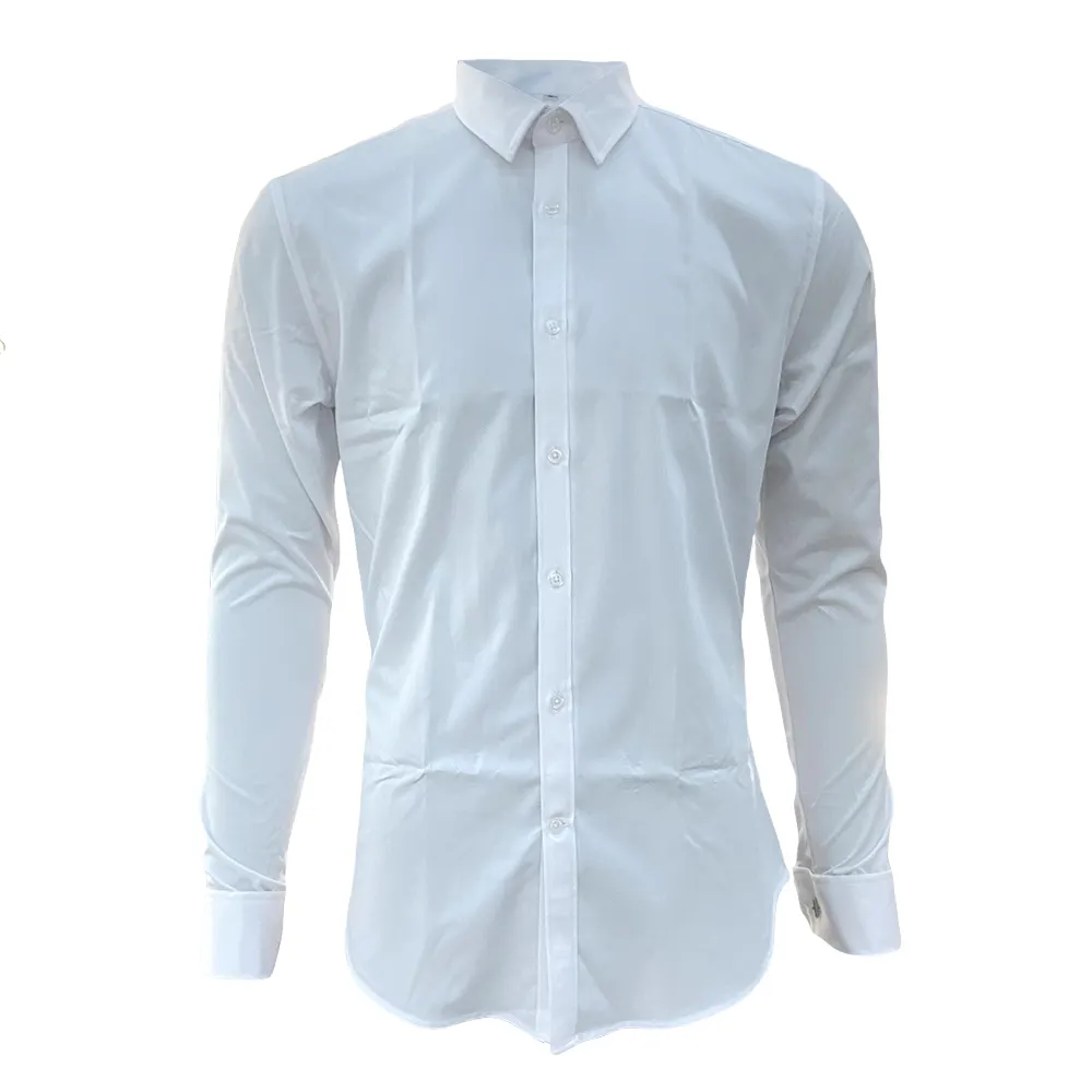 Custom Plain Mens Stylish Casual Business Shirt Long Sleeve Stretch Slim Fit Button Up Classic Office Dress Shirts