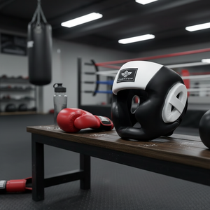 Étiquette tissée avec logo personnalisé de haute qualité Protège-tête en cuir synthétique PU Protection de boxe pour l'entraînement aux arts martiaux - Product Image 3