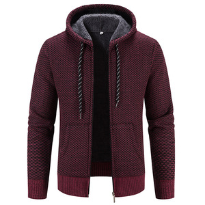 Sweat-shirt à capuche zippé pour <span class=keywords><strong>homme</strong></span>, décontracté, à manches longues, entièrement zippé, doublé en polaire sherpa, cardigan en tricot avec poches - Product Image 3